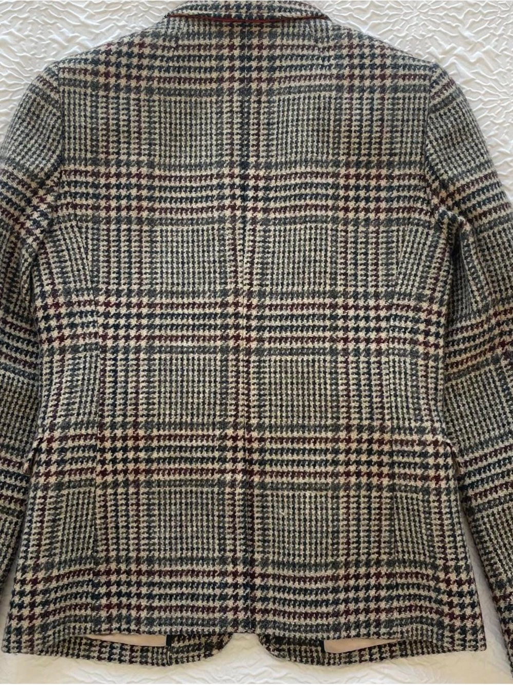 J. Crew Glen Plaid Wool Blend Blazer Jacket in Forest Green & Burgundy - Picture 2 of 9